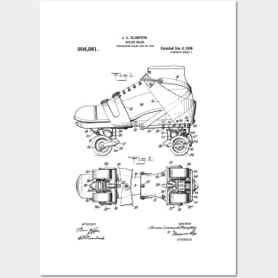 Roller Skate Patent Black Posters and Art